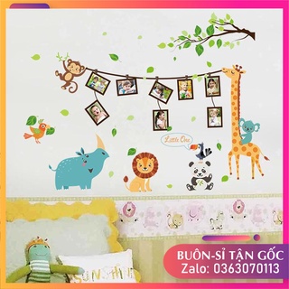 Tranh dán tường, đề can dán tường cho bé khung ảnh động vật hươu cao cổ, decal dán tường cho bé SK9206