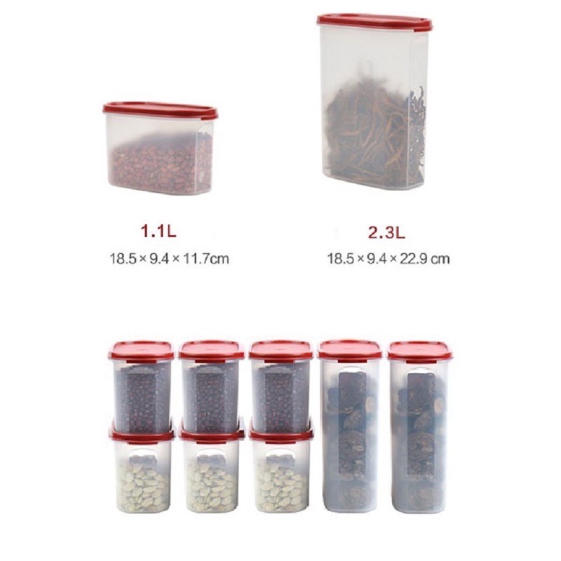 Hộp kệ bếp, oval 1.1l, 2.3l Tupperware