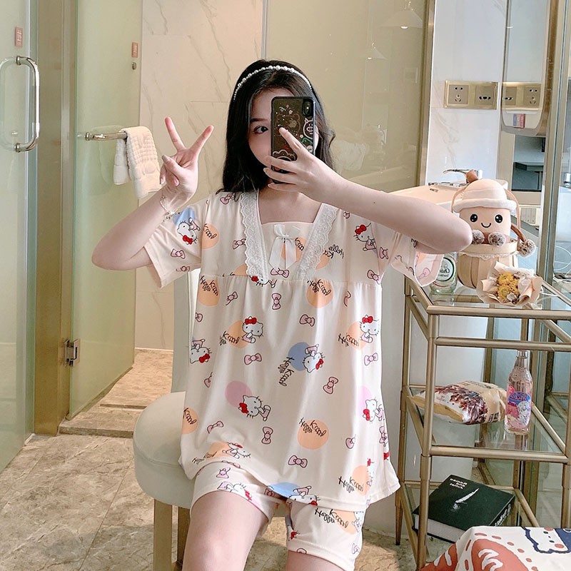 Đồ bộ nữ cộc tay quần đùi họa tiết bò sữa cute dễ thương form bigsize mặc nhà mùa hè phong cách hàn quốc BCNO01 | BigBuy360 - bigbuy360.vn