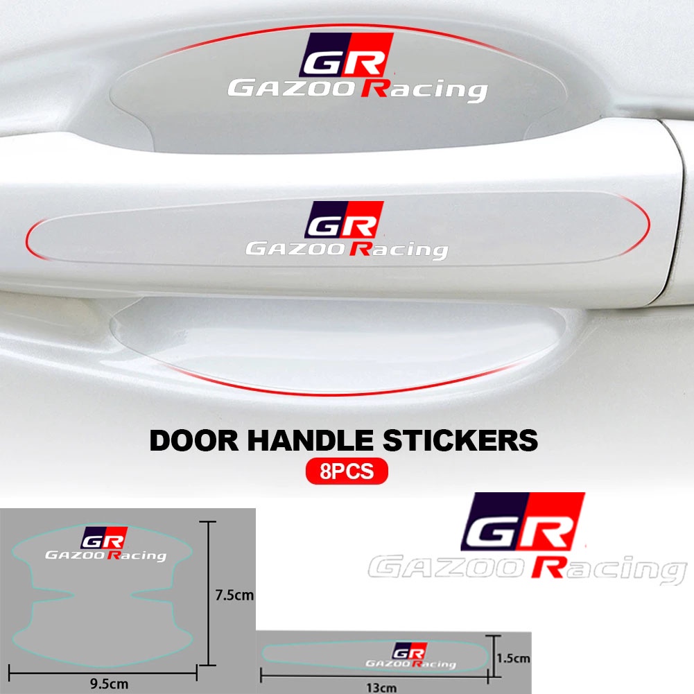 Bộ 8 Miếng Phim Trong Suốt Dán Tay Nắm Cửa Xe Hơi Toyota GR Gazoo Racing Rush Camry Rav4 Yaris Prius VIos Yaris Corolla Cross Wish Revo CHR Avanza Fortuner