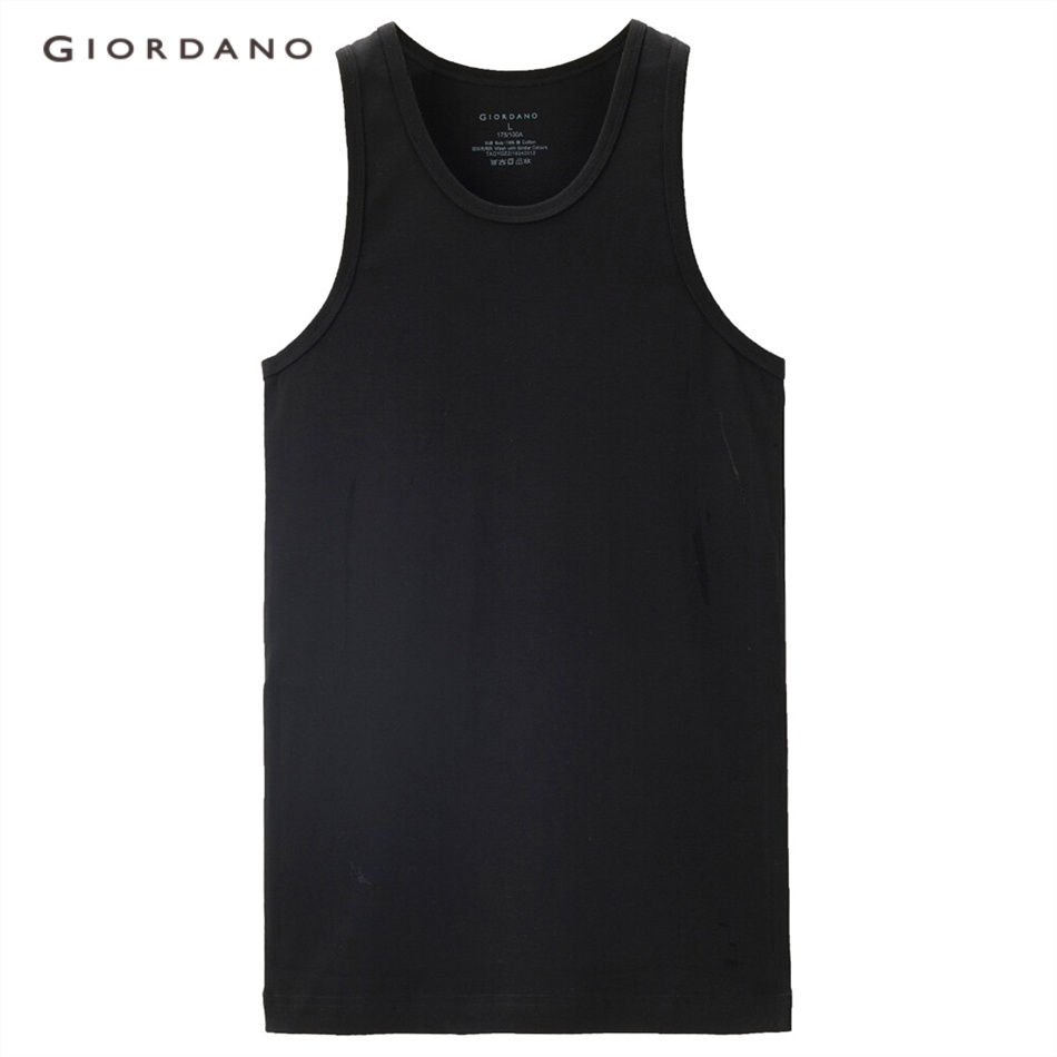 2 Áo ba lỗ GIORDANO 18242012 bằng cotton màu trơn cổ chữ U cho nam