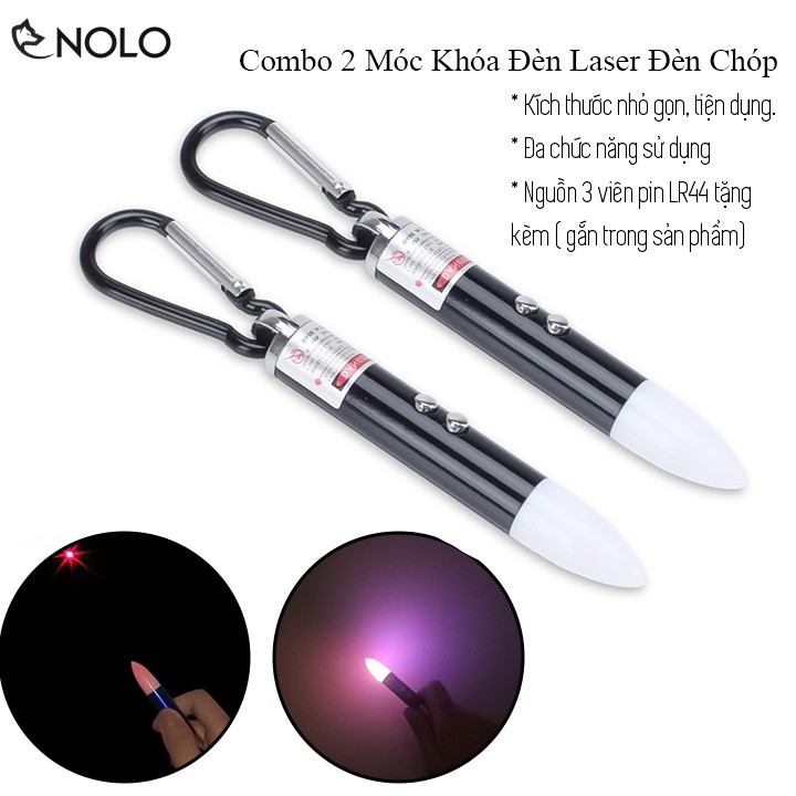 Combo 2 Móc Khóa Đèn Laser Đèn Chớp Nháy Nhiều Màu LD02 Thân Chất Liệu Nhựa Dùng 3 Viên Pin LR44