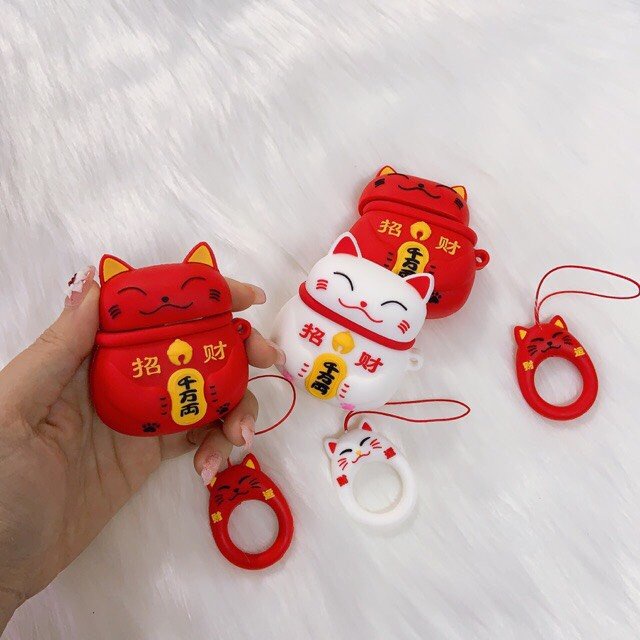 Ốp Bảo Vệ Tai Nghe Airpods 3/PRO Mèo Thần Tài Xinh Xắn, Vỏ Case Airpods Mèo Thần Tài (JA SHOP)