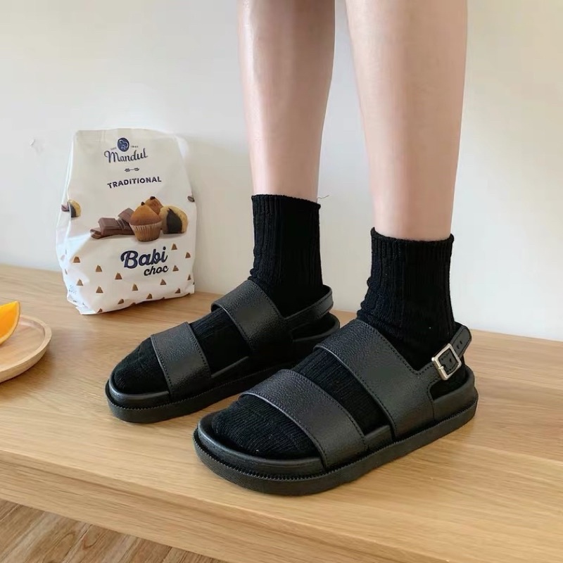 Sandal ulzzang 2 quai ngang bản to (sẵn hàng có ảnh thật phía sau)