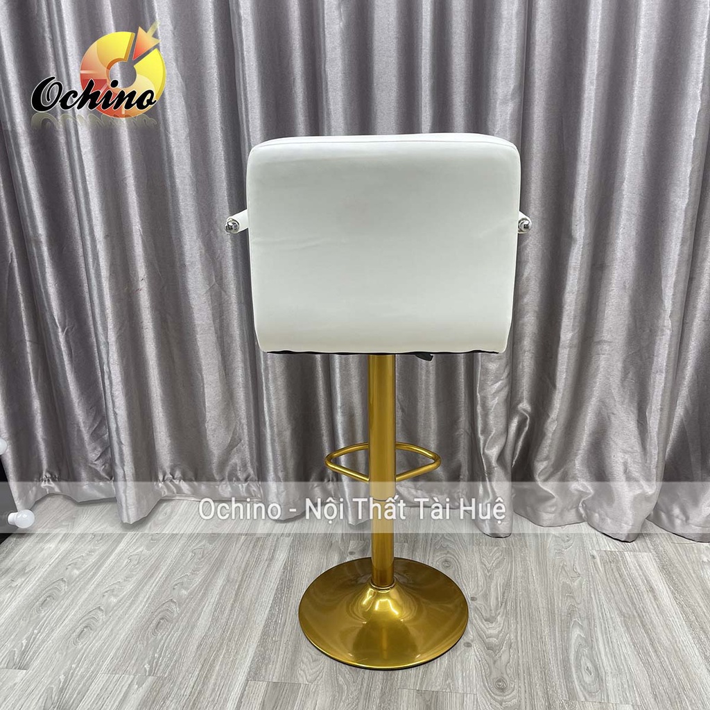 Ghế Bar, Ghế Trang Điểm Mẫu Vịn Tây Inox Có Tay Sang Chảnh Điều Chỉnh Độ Cao 60/80 CHÂN VÀNG ĐẬM K1 (Có Sẵn)
