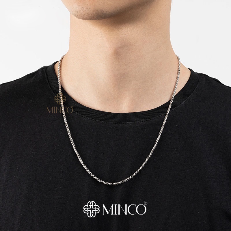 Dây Chuyền Nam Xích Màu Bạc 925 Basic Trơn Minco Accessories Unisex Đơn Giản Chất Liệu Titan Không Gỉ DT91