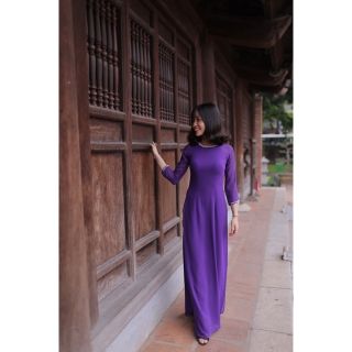 Áo dài trơn màu tím ( May đo theo số đo)