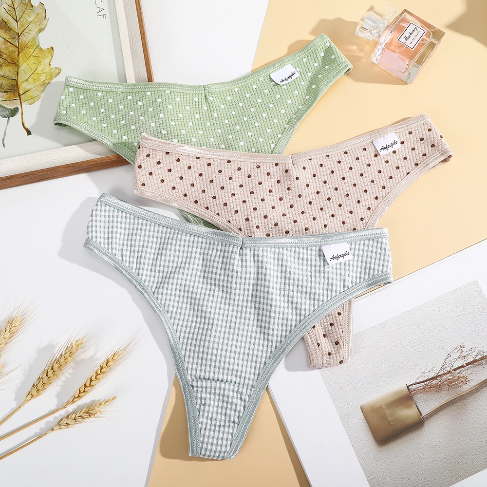 Quần Lót AIJOLEN Vải Cotton Lưng Thấp Mang Thoáng Khí Phối Màu Đơn Giản Cho Nữ