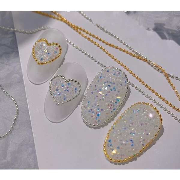 Set dây bi vàng bạc trang trí móng tay