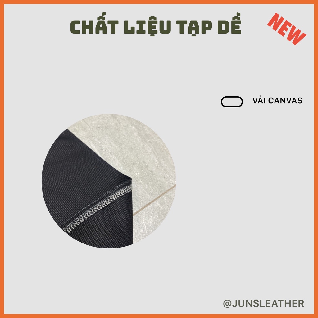 Tạp dề pha chế vải canvas dây da của Junsleather phối da bò cao cấp dành cho Barista/Bartender quán cà phê