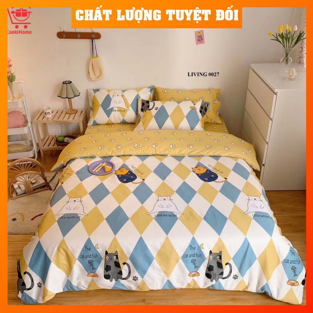 Bộ 4 món chăn ga gối cotton đũi Living cao cấp nhiều mẫu