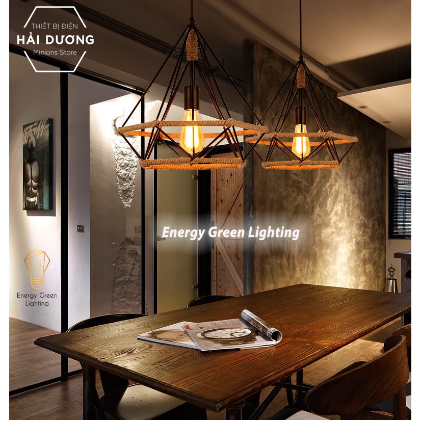 Đèn Thả Decor Kim Cương Quấn Dây Phong Cách Tân Cổ Điển - Đường Kính 25cm - Tặng kèm bóng led - Energy Green Lighting