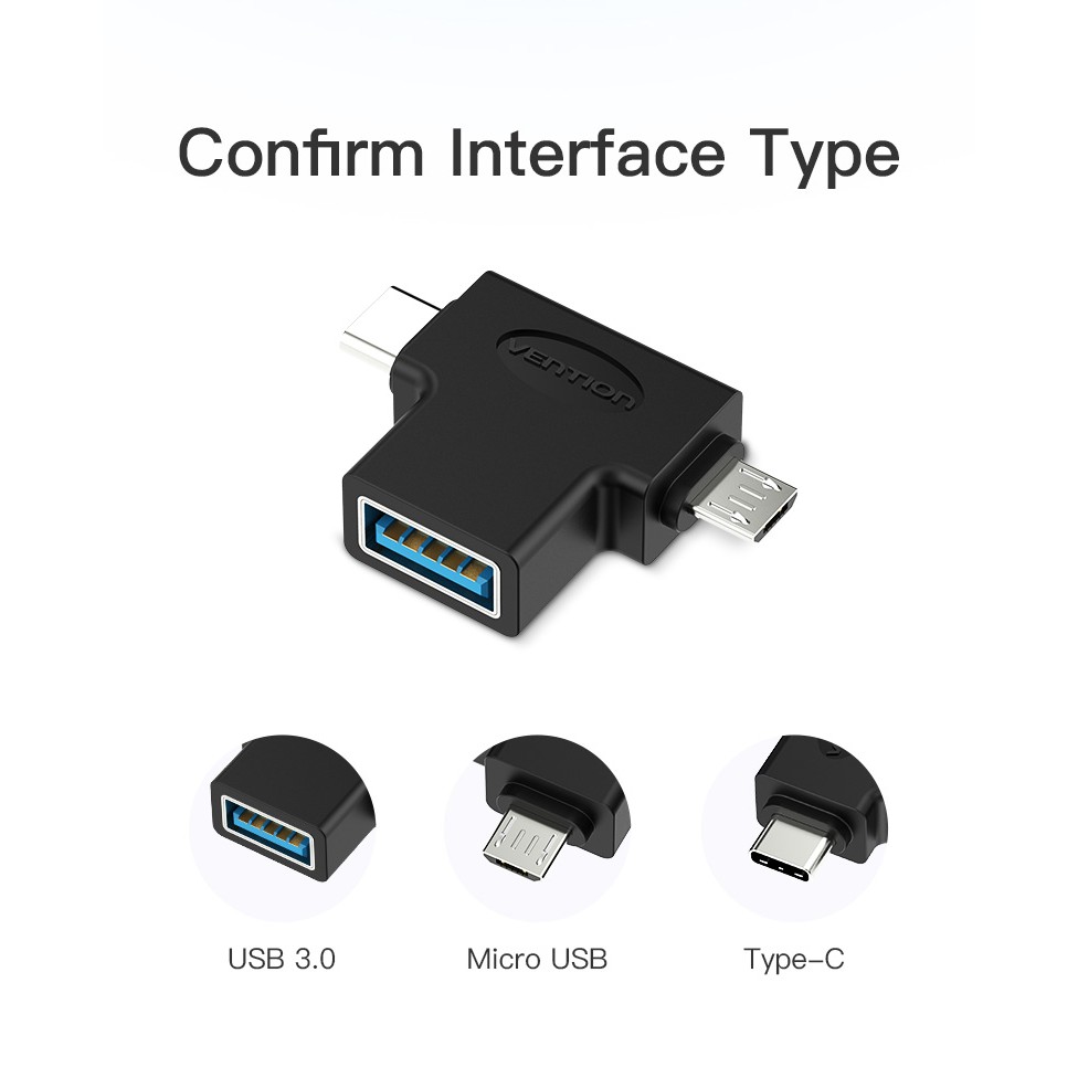 Vention Type C USB Adapter USB 3.0 OTG Adapter Cable 2 In 1 Micro USB OTG Converter For Xiaomi