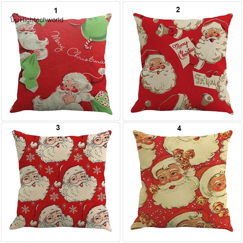 Hightechworld Christmas Xmas Santa Sofa Car Throw Cushion Pillow Cover Case Decor Gift