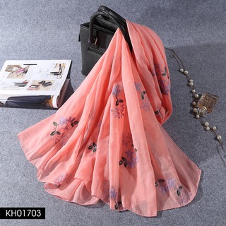 KH017 Khăn voan thêu 3D Violet cao cấp