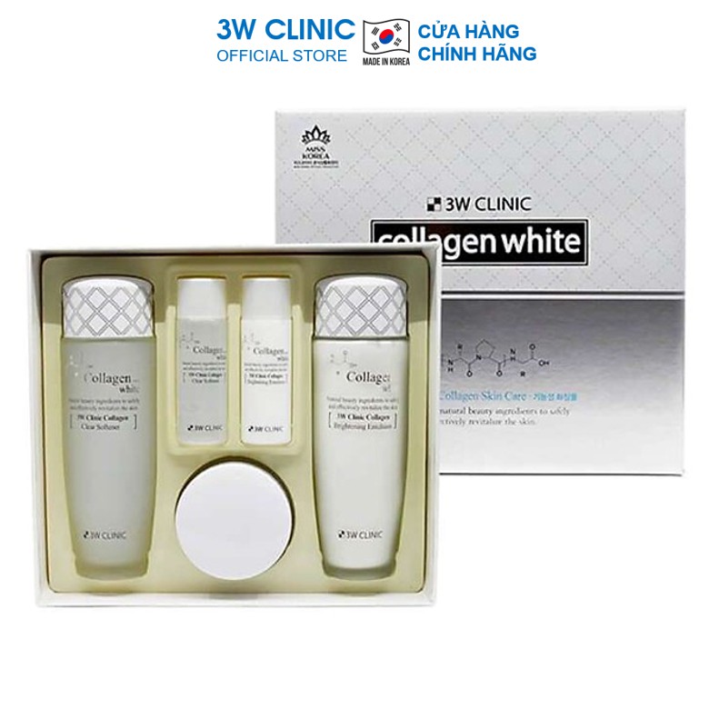 Bộ dưỡng trắng da dưỡng ẩm chống lão hóa chiết xuất từ Collagen 3W CLINIC Hàn Quốc