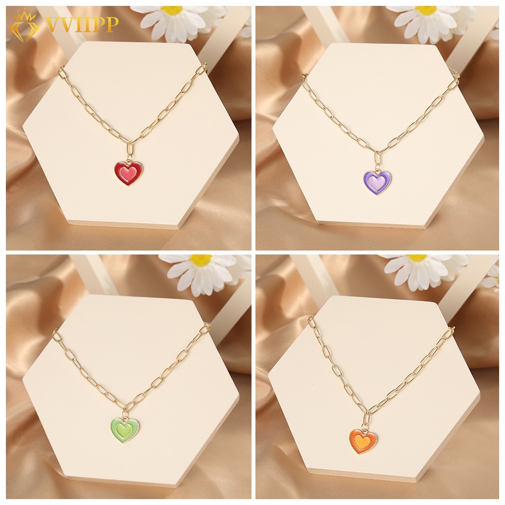 Vòng cổ Choker Mặt Trái Tim Màu Vàng Kim Thời Trang Hàn Quốc Cho Nữ