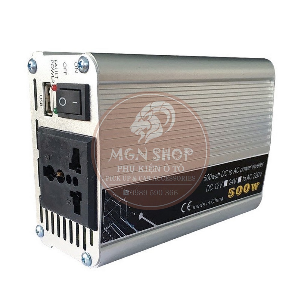 [Bộ biến tần chuyển đổi dòng điện] [DC 12V to AC 220V] [500W] ô tô