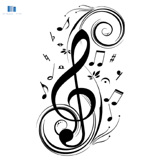 Miếng dán tường trang trí nghệ thuật thiết kế kiểu nốt nhạc độc đáo cỡ 77x45cm