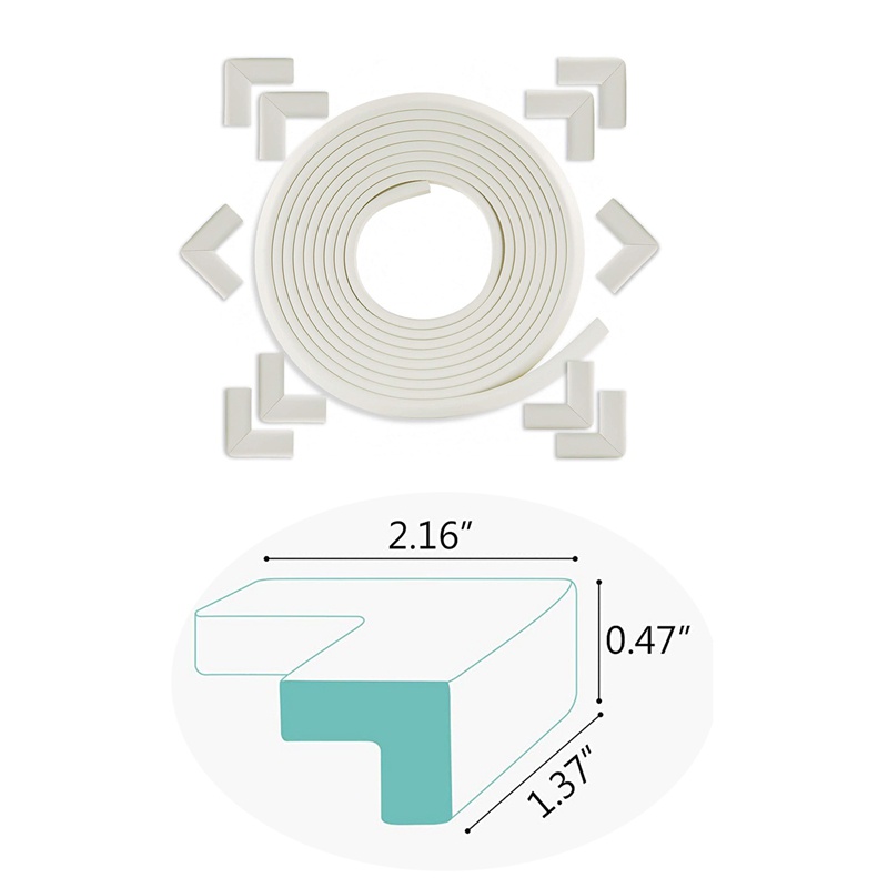 Miếng Bọc Cạnh Bàn 19.6Ft Edge + 10 Góc Chống Va Chạm Bảo Vệ An Toàn Cho Bé