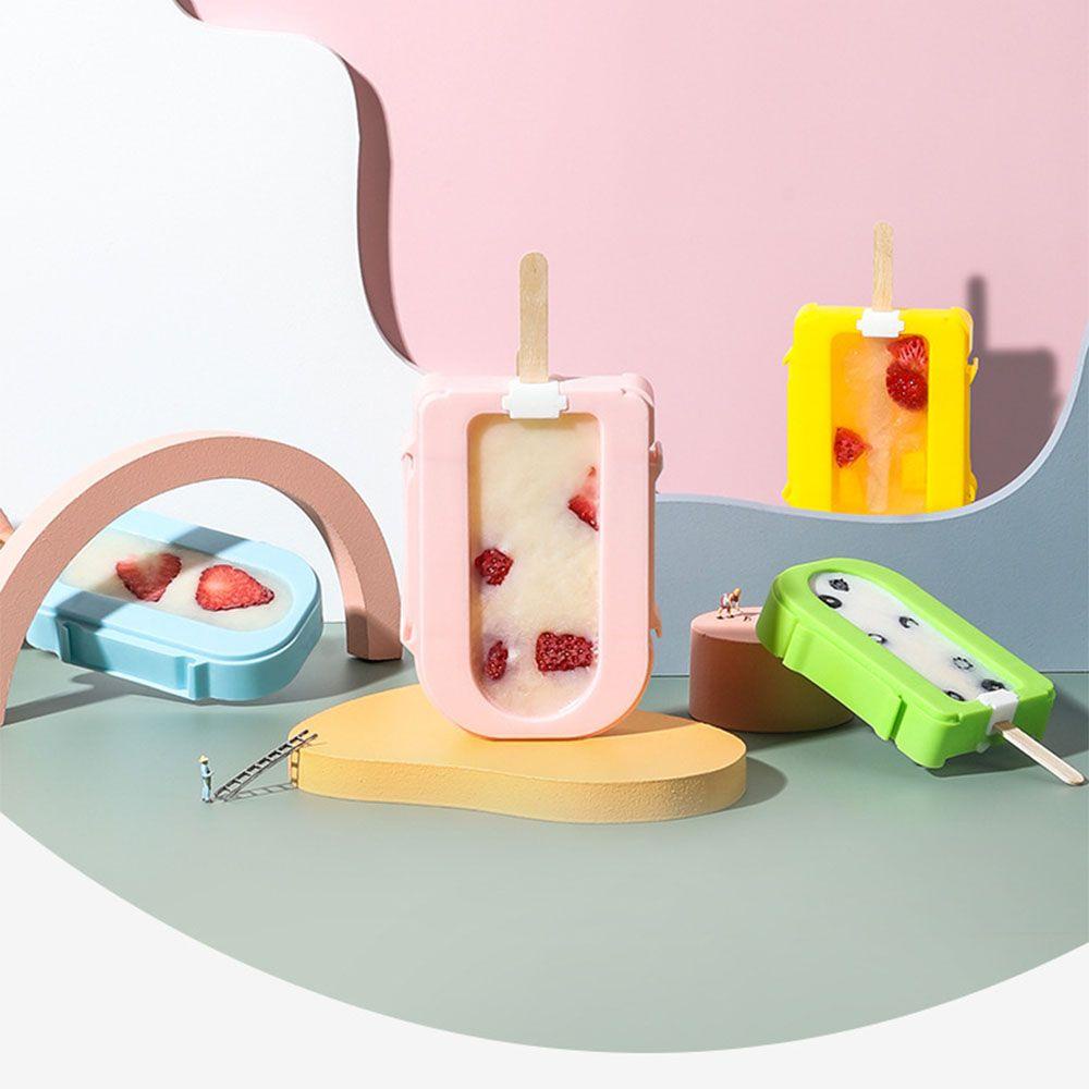 YIYU Khuôn Làm Kem Que Có Nắp Bằng Nhựa Tiện Dụng