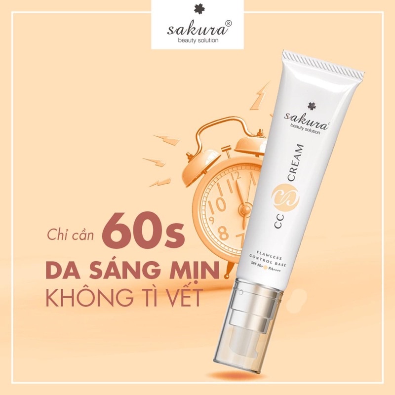 Kem trang điểm che phủ nhẹ nhàng, chống nắng Sakura CC Cream Flawless Control Base SPF50+ PA++++