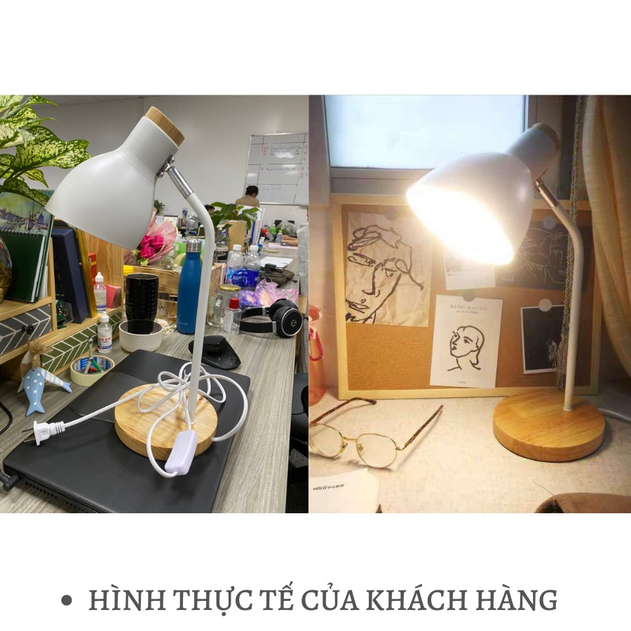 Đèn Bàn Làm Việc Vintage Chân Đế Gỗ, Led Ánh Sáng Trắng Vàng, Decor Trang Trí, Dùng Làm Đèn Học, HUTA LVG1