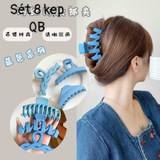 set 8 chiếc kẹp tóc xanh dương
