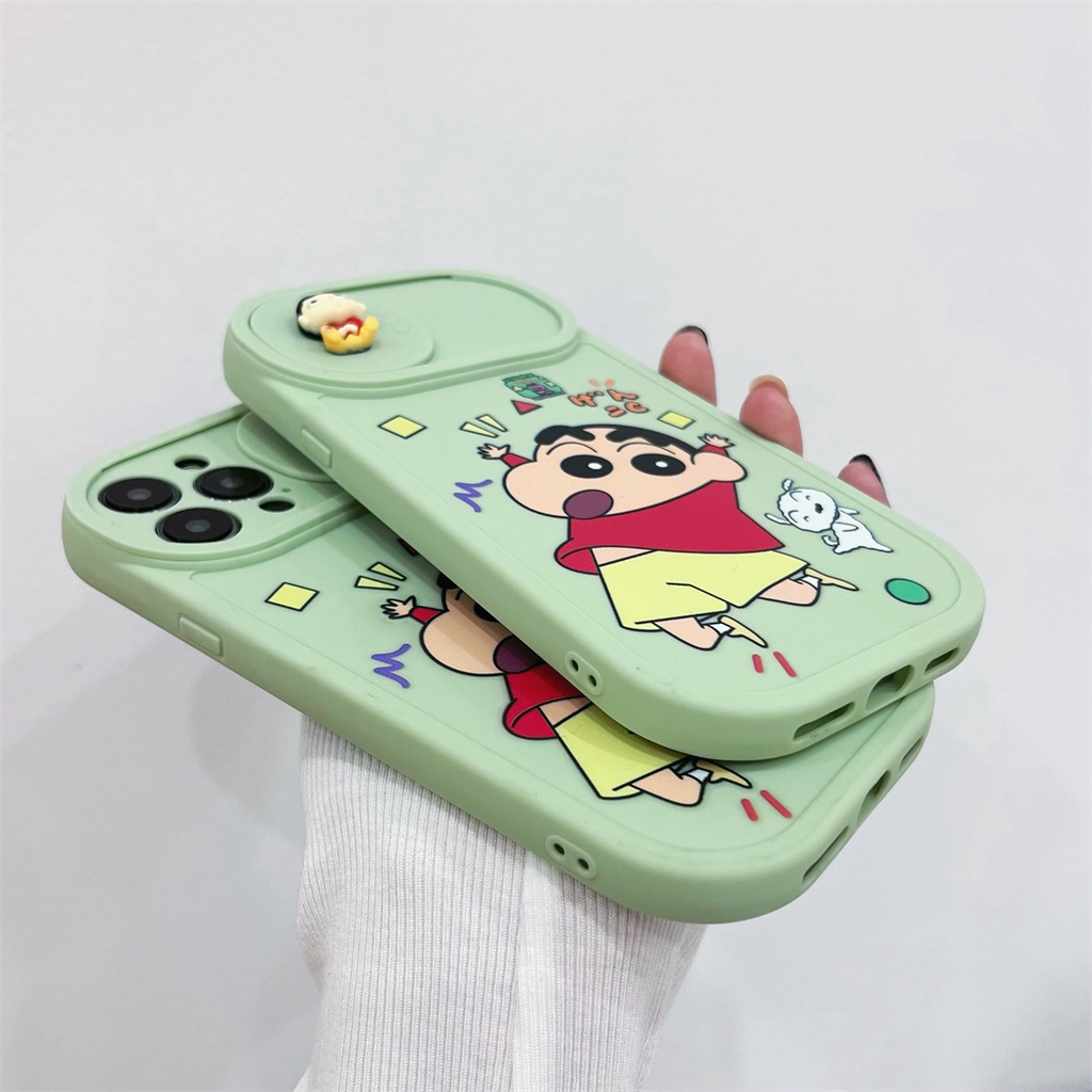 Ốp Điện Thoại Có Nắp Trượt Bảo Vệ Camera In Hình Cậu Bé Bút Chì Shin-Chan Cho iphone 11 12 13 pro max i11 i13 XR