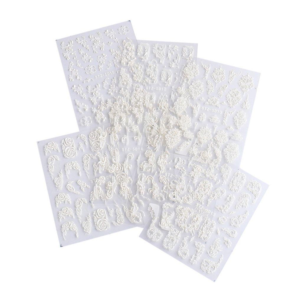 Miếng Dán Trang Trí Móng Tay Màu Trắng Phối Ren DIY