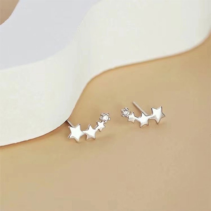 Khuyên Tai Dáng Dài Tua Rua Hình Ngôi Sao Sao Băng Màu Bạc Zircon Thời Trang Cho Nữ
