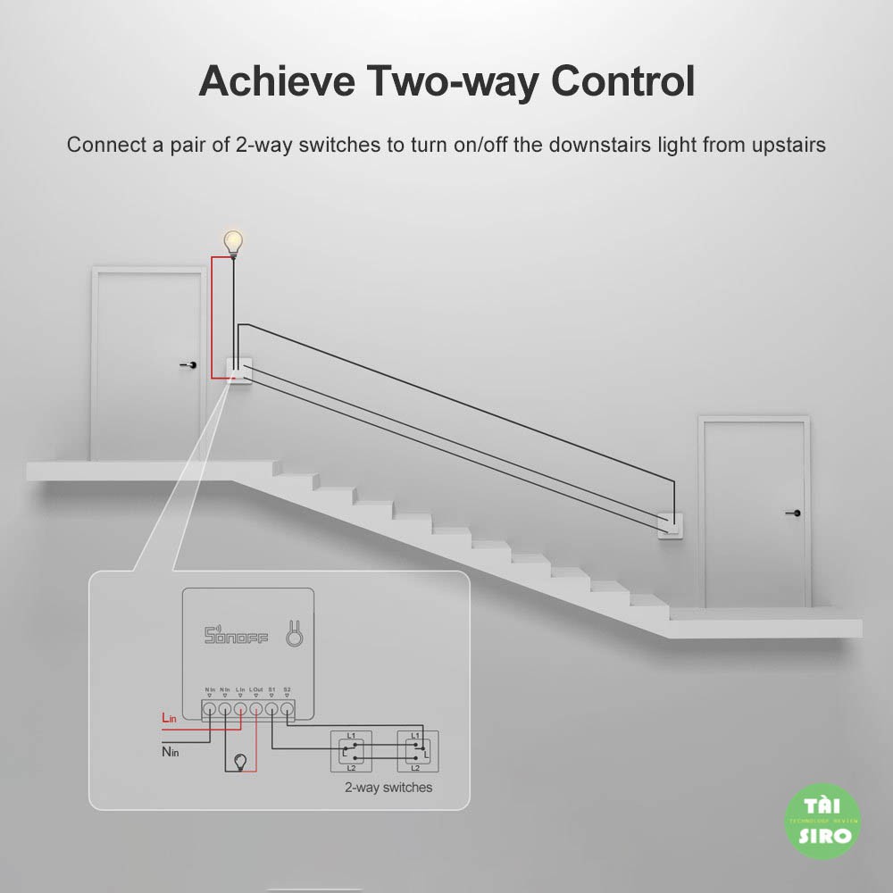 Công tắc thông minh SONOFF MINI WIFI - Công Tắc Đảo Chiều Dùng Cho Cầu Thang