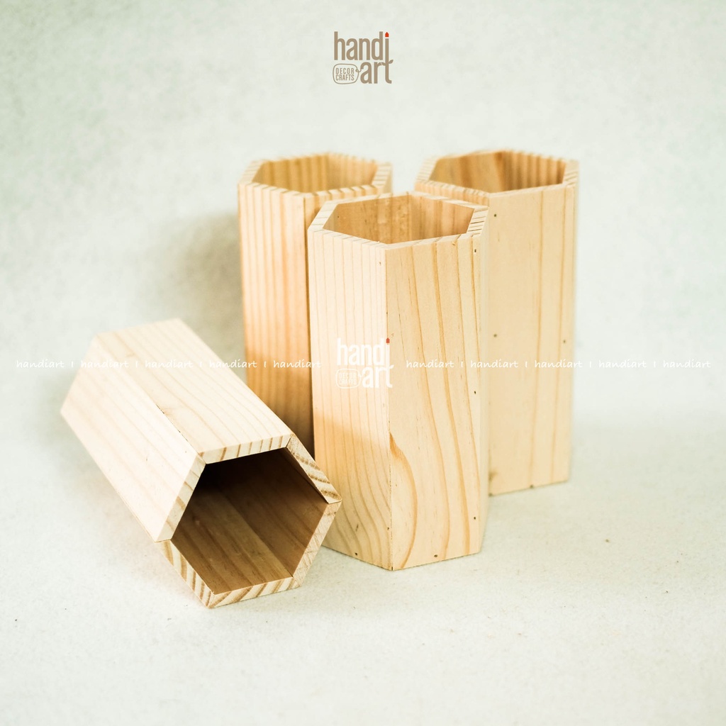 Chậu gỗ lục giác, chậu gỗ cắm hoa - wooden pots