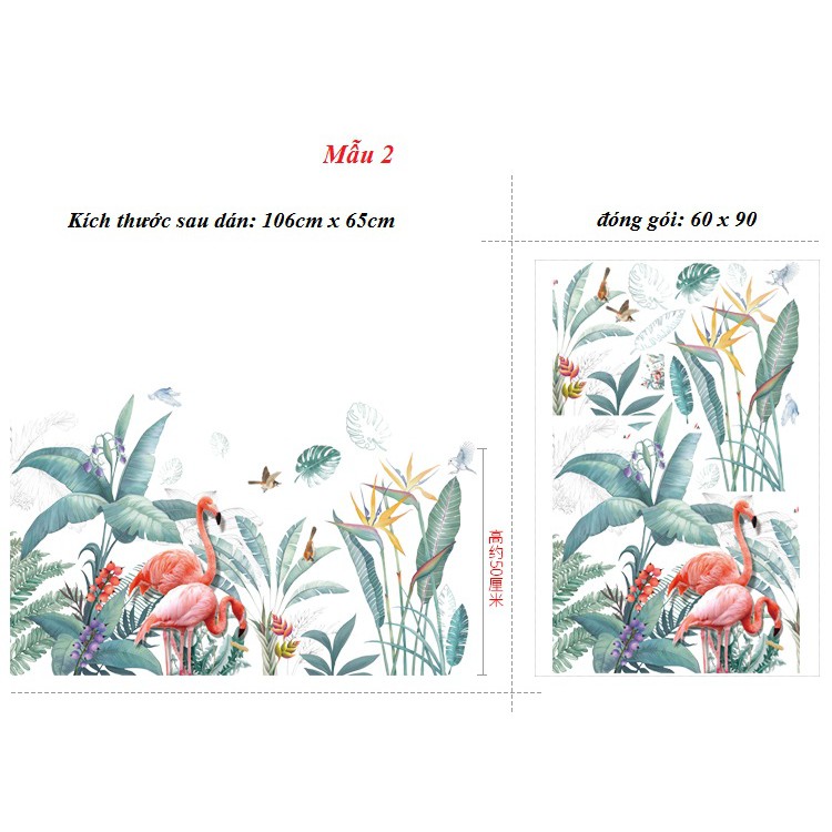 Decal giấy dán tường  Decan Hoa rừng nhiệt đới
