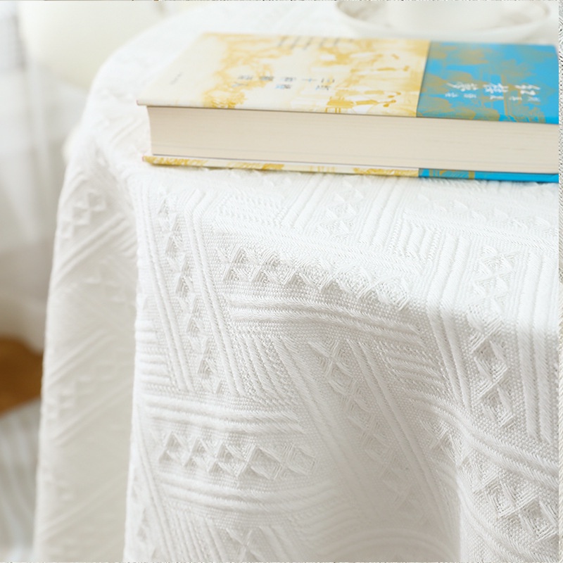 Khăn Trải Bàn Hình Chữ Nhật Vải Cotton Lanh Dày Dặn Thiết Kế Đơn Giản