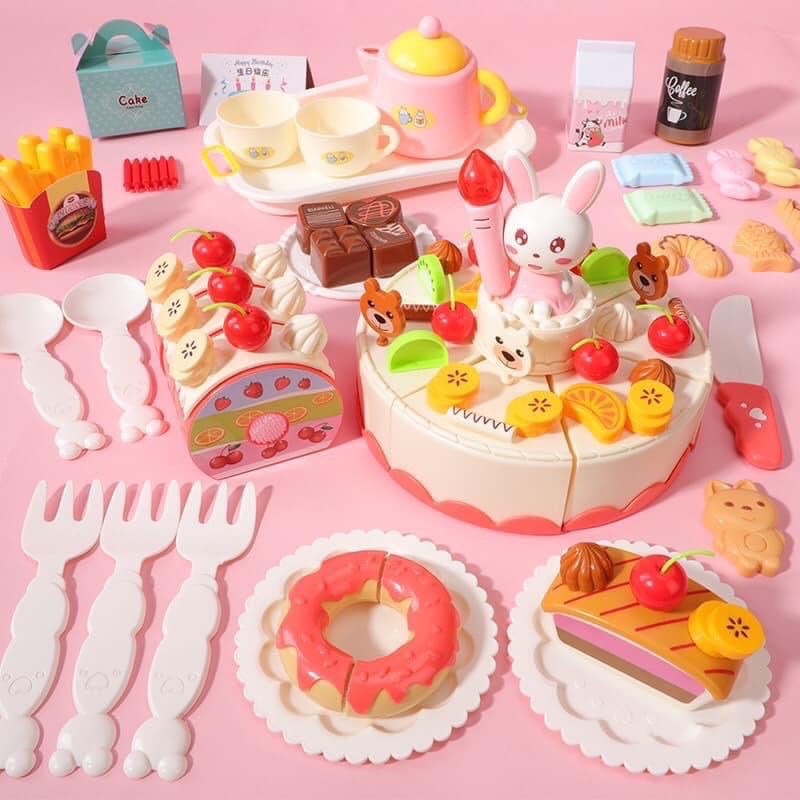 Bộ đồ chơi bánh sinh nhật thỏ hồng phát nhạc