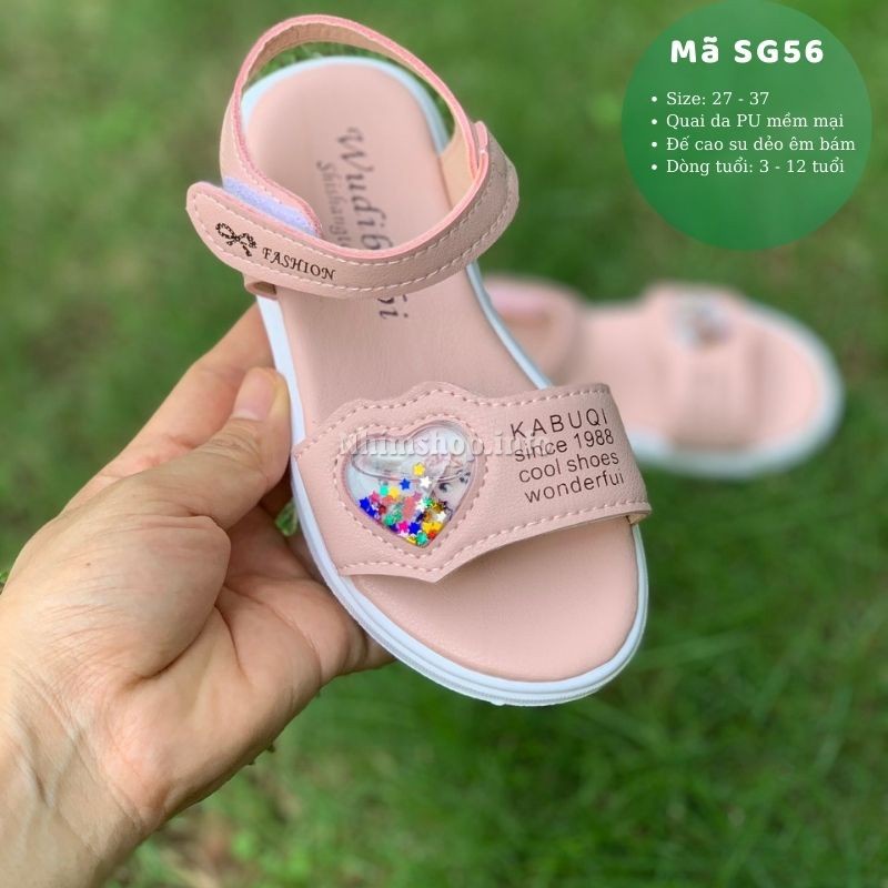 Sandal bé gái 3 - 12 tuổi quai ngang họa tiết Elsa Anna da mềm quai hậu thời trang phong cách Hàn Quốc SG56