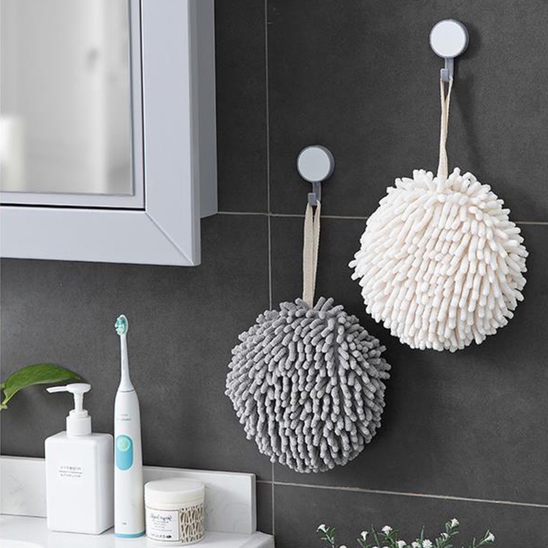Khăn Lau Tay Treo Nhà Bếp/Nhà Tắm Bằng Sợi Micro Đính Bóng Lông Khô Nhanh Có Vòng Treo Tiện Dụng