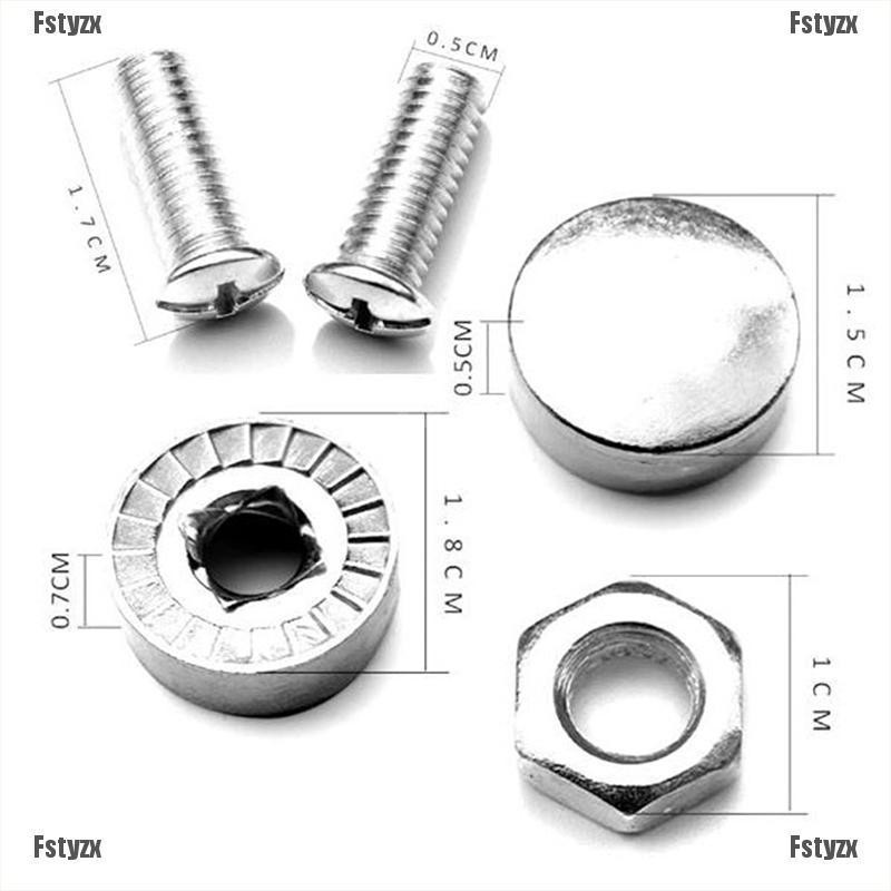 Set 4 bu lông đinh ốc màu sắc crôm dùng để bảo vệ chống trộm dành cho biển số xe ô tô
