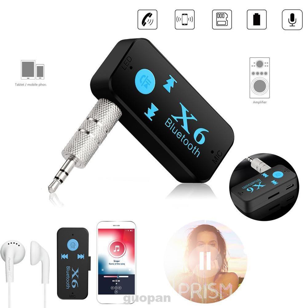 Bluetooth Receiver Wireless 3 In 1 USB 3.5mm Audio Jack TF Card Reader MIC Call Portable Mini X6