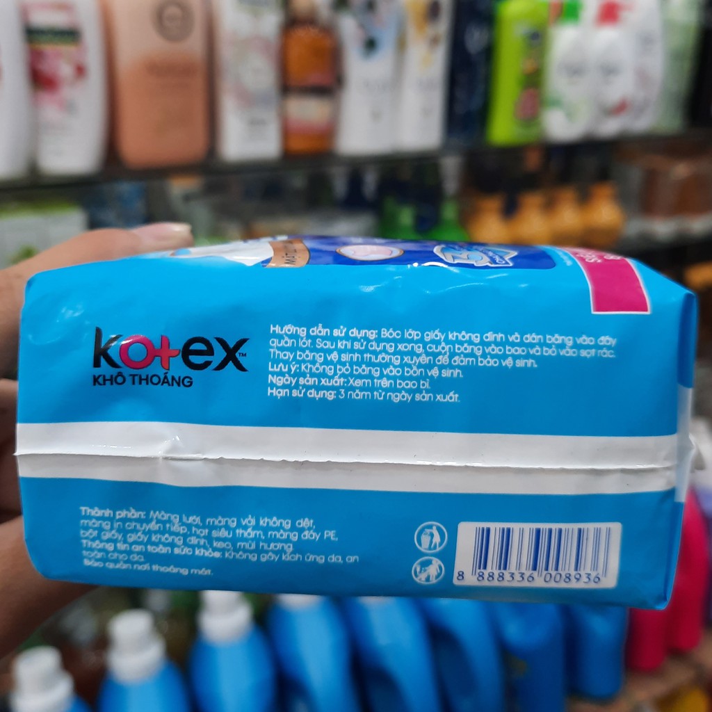 Băng vệ sinh Kotex khô thoáng - chống tràn - bảo vệ tối ưu - siêu mỏng - có cánh 8 miếng 23cm