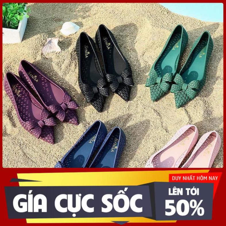 Giày Nhựa Đi Mưa Mũi Nhọn 3 Màu Phù Hợp Đi Biển Đi Dạo Cho Các Bạn Nữ - vnxxk