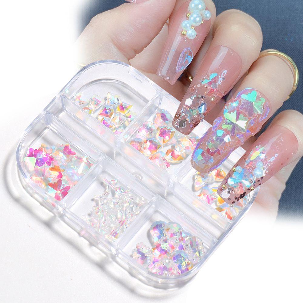 Giai Điệu 6 Ngăn Móng Tay 3D|Mặt Dây Chuyền Hình Hoa Hồng Đính Đá Cực Quang