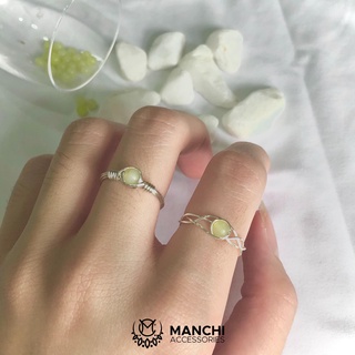 Nhẫn đá Lemon Jade handmade dây màu bạc