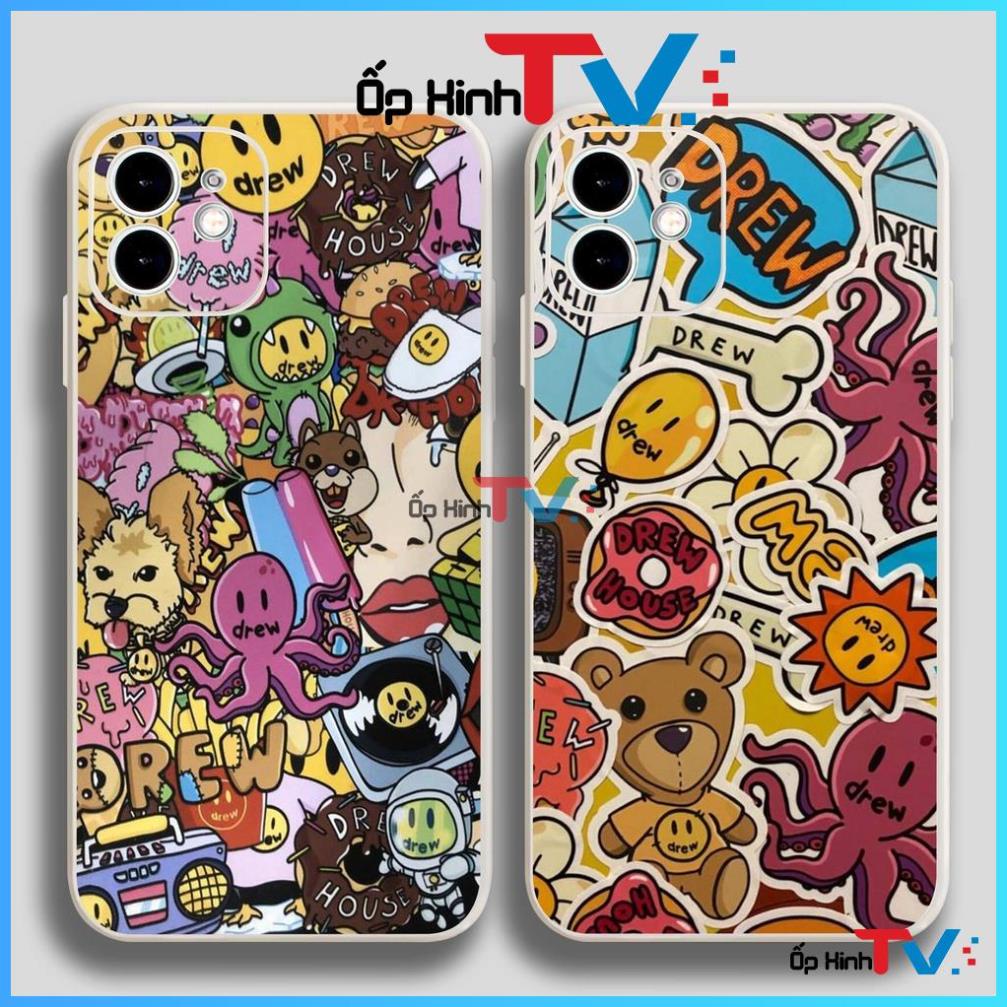 Ốp lưng iPhone Drew cạnh viền vuông silicon mềm dẻo cho iphone 6/6s/7/8/X/XS/XR/11/12/13 Pro Plus Max cute dễ thương đẹp