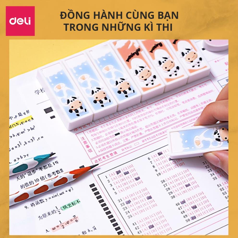 Tẩy hình vẽ bò sữa Deli - Xanh dương/ Cam - 1 chiếc - 71119