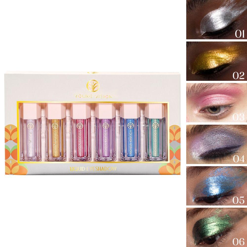 LAY Set 6 Phấn Mắt Nhũ Dạng Gel Lấp Lánh Trang Điểm Nổi Bật Sành Điệu Cho Nữ