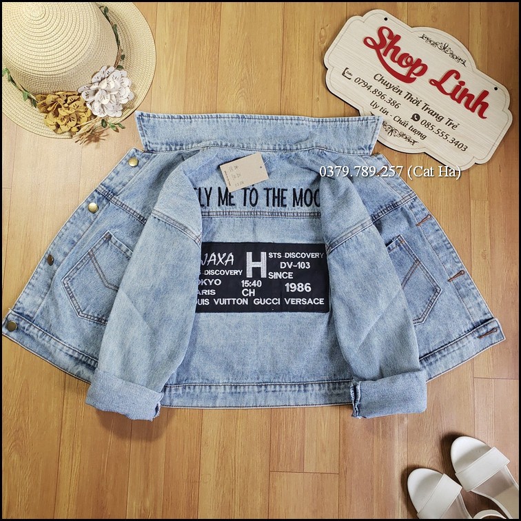 Aó khoác jean nữ xám xanh form dưới 58Kg Flymetomoon BB05