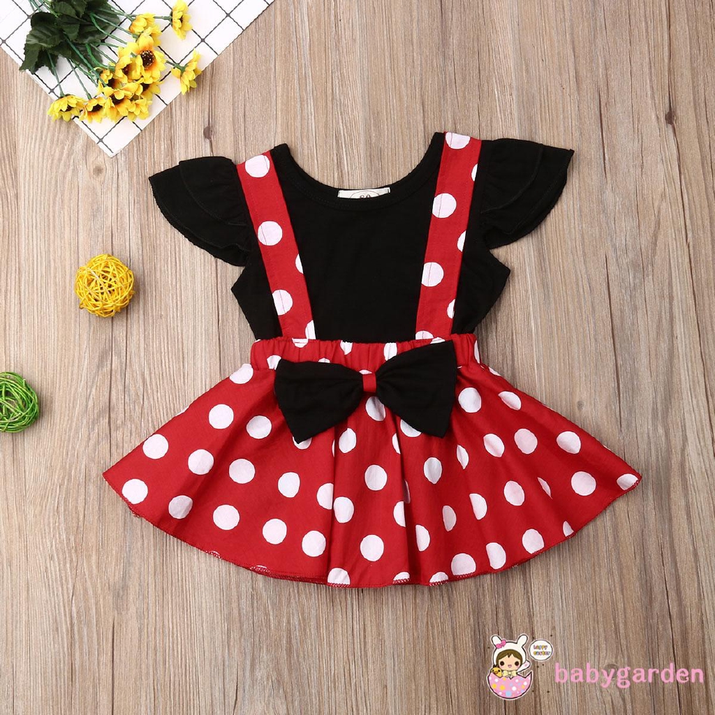 Set Áo Thun 3 Lỗ &amp; Váy Chấm Bi Cho Bé Gái