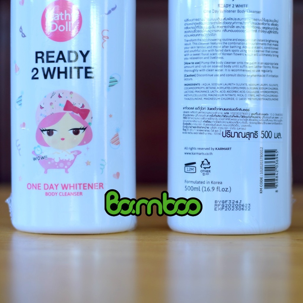 Sữa tắm trắng da Ready 2 white one day whitener Cathy Doll 500ml Thái Lan